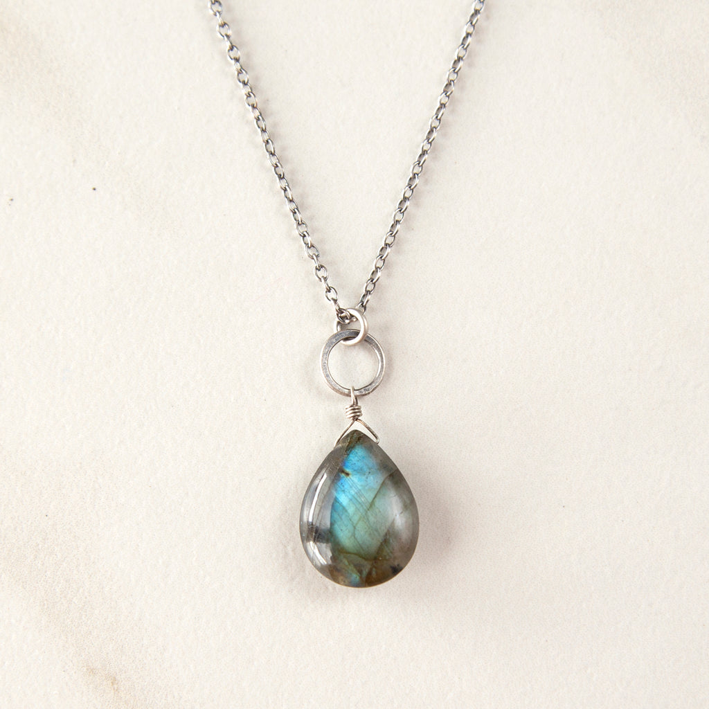 Smooth Labradorite Pendant Silver Necklace