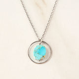 Organic Stone Slice in Silver Ring Necklace