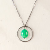 Delicate Silver Ring Necklace with Faceted Gemstone