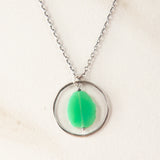 Organic Stone Slice in Silver Ring Necklace
