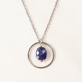 Delicate Silver Ring Necklace with Faceted Gemstone