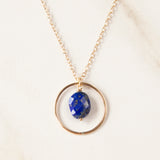 Delicate Gold Ring Necklace with Faceted Gemstone