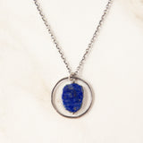 Organic Stone Slice in Silver Ring Necklace