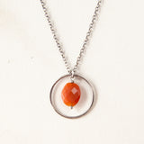 Delicate Silver Ring Necklace with Faceted Gemstone