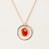 Delicate Gold Ring Necklace with Faceted Gemstone
