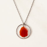 Organic Stone Slice in Silver Ring Necklace