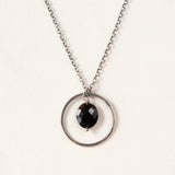 Delicate Silver Ring Necklace with Faceted Gemstone