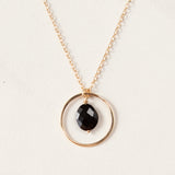 Delicate Gold Ring Necklace with Faceted Gemstone