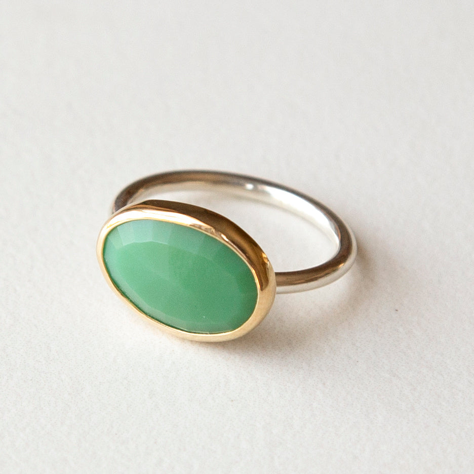 Chrysoprase in 18k Bezel Ring