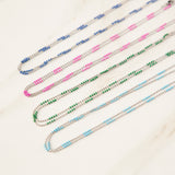 Color-Block Ball Chain Necklace (Silver)