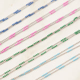 Color-Block Ball Chain Necklace (Silver)