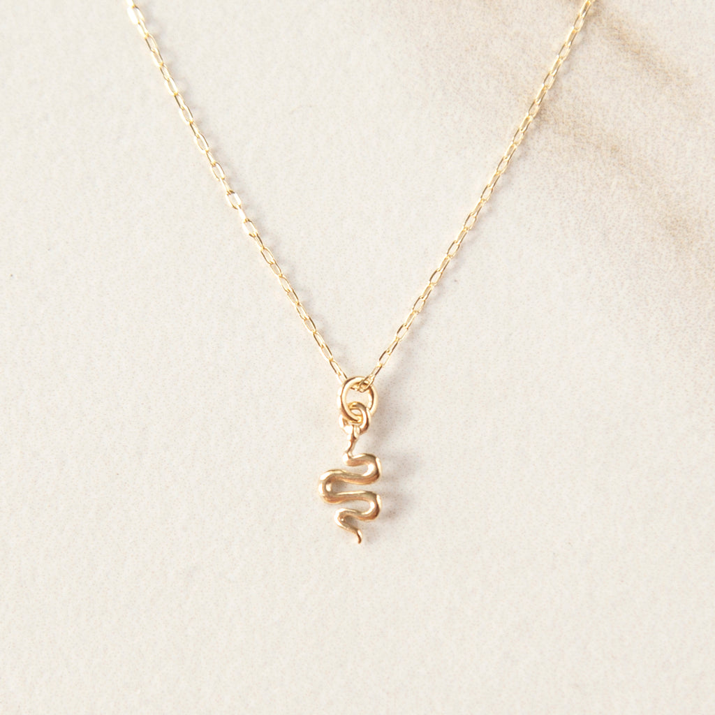 Solid 14K Snake Necklace