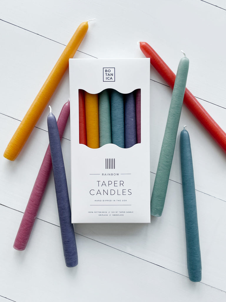 Rainbow Taper Candles - Set of 6
