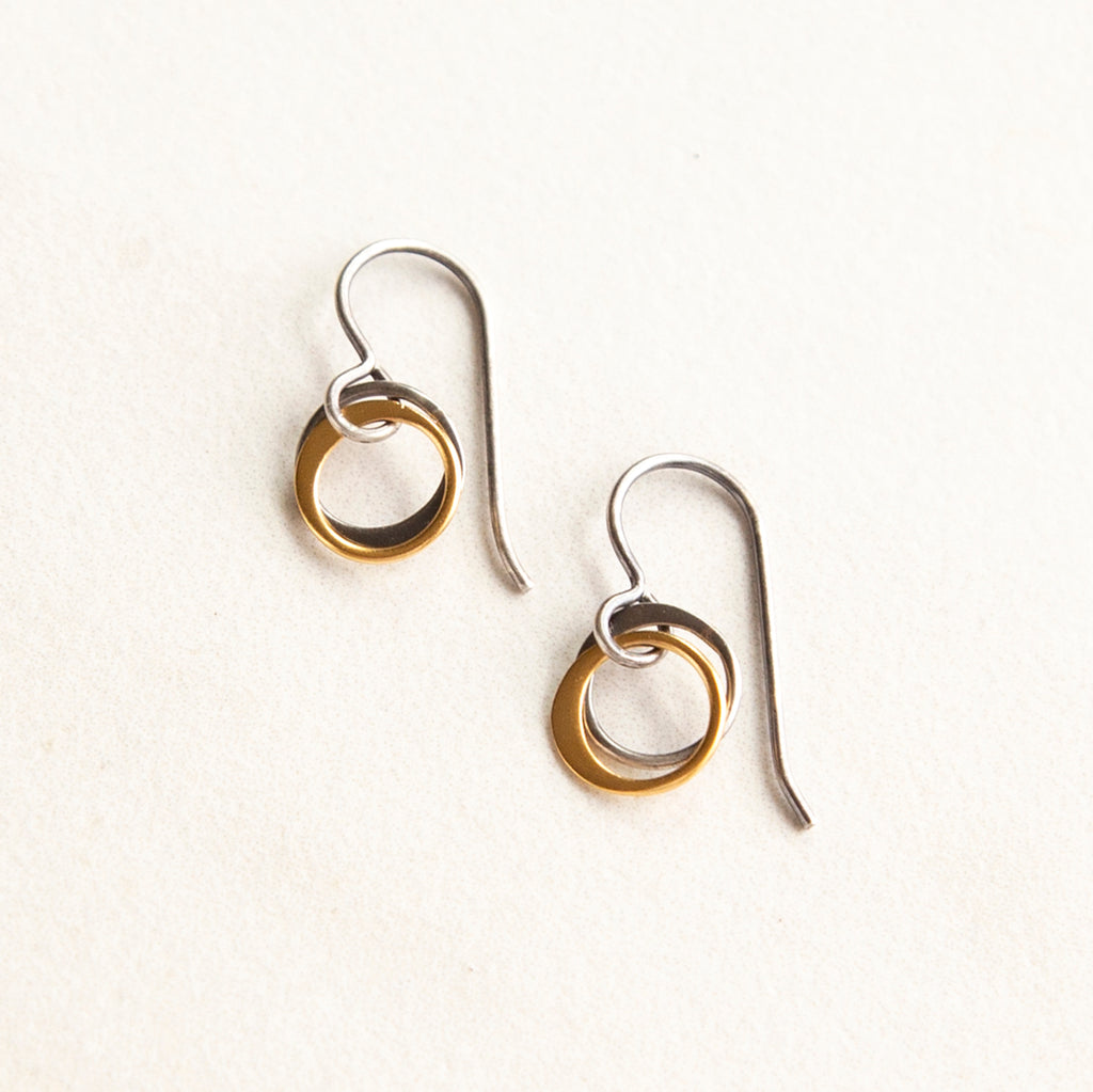 Delicate 9mm Mixed Metal Circle Earrings