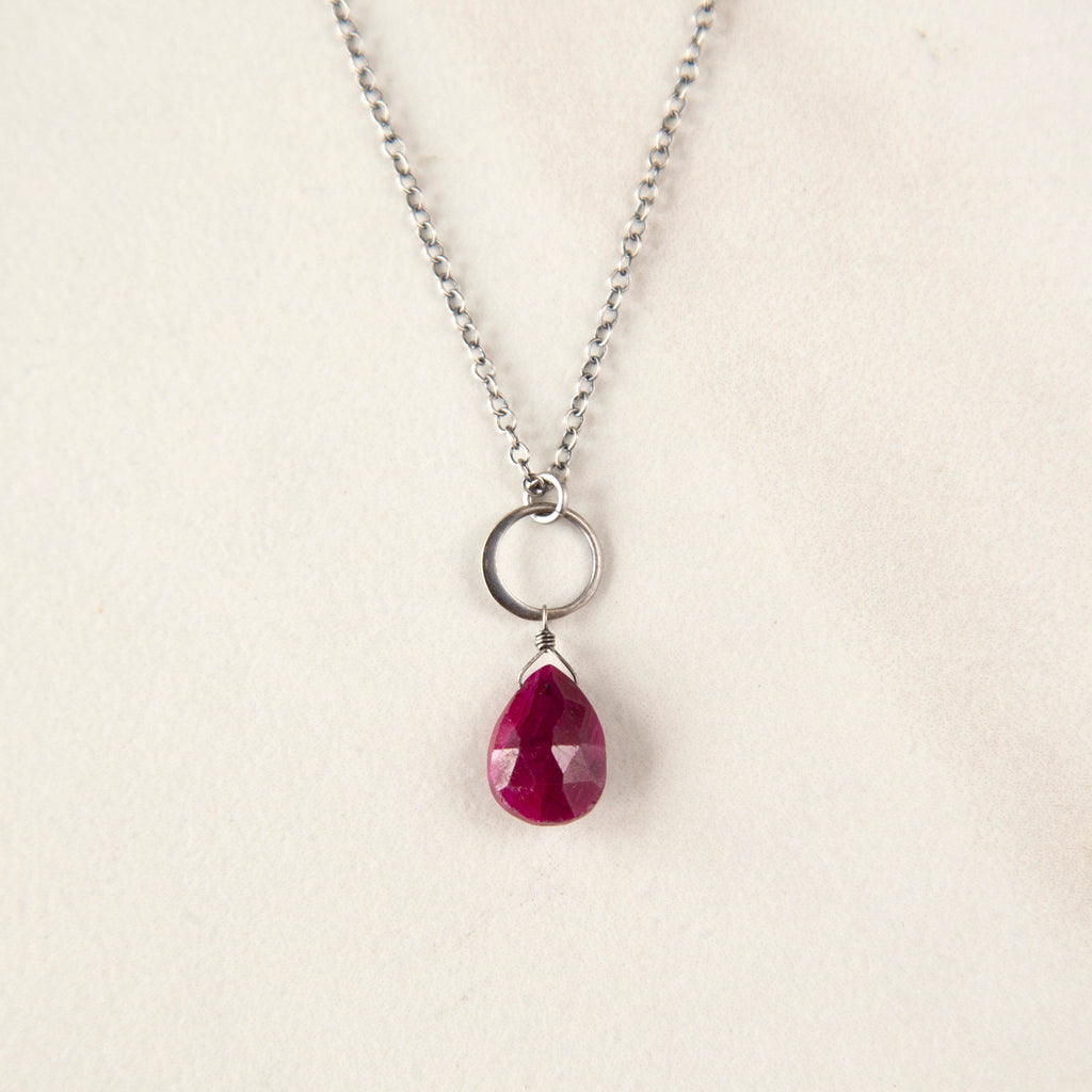Ruby on Small Circle Necklace