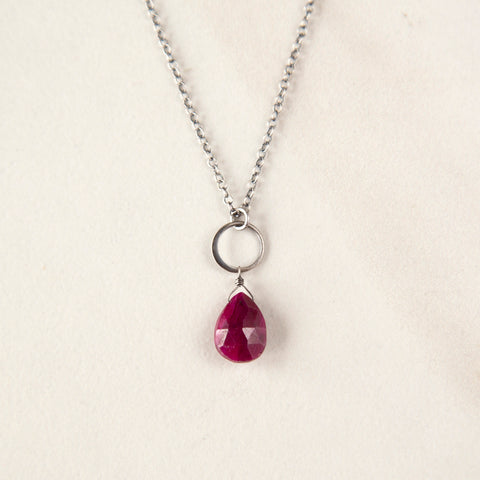 Ruby on Small Circle Necklace
