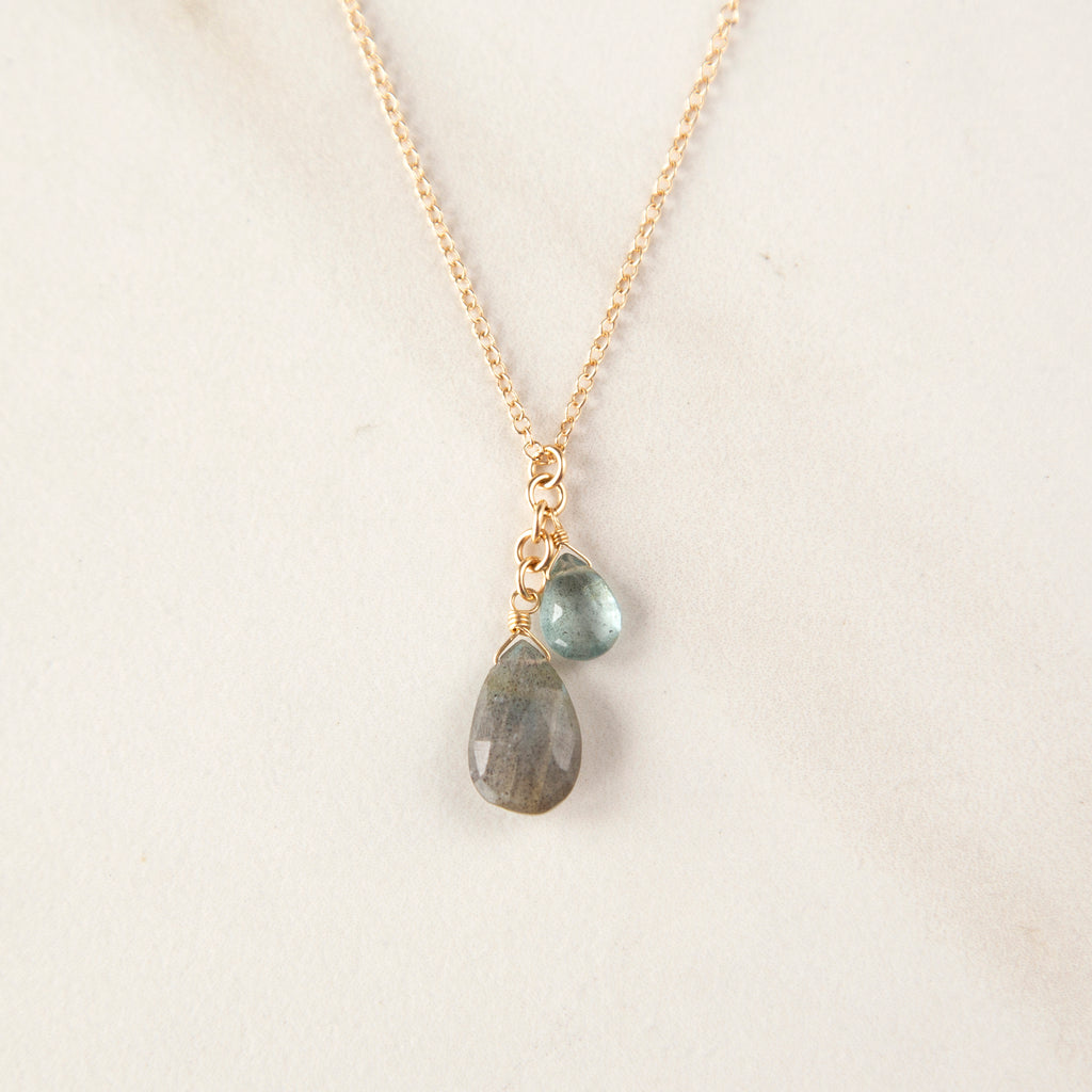 Labradorite & Moss Aquamarine Gemstone Necklace