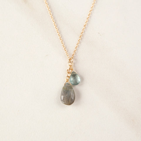 Labradorite & Moss Aquamarine Gemstone Necklace