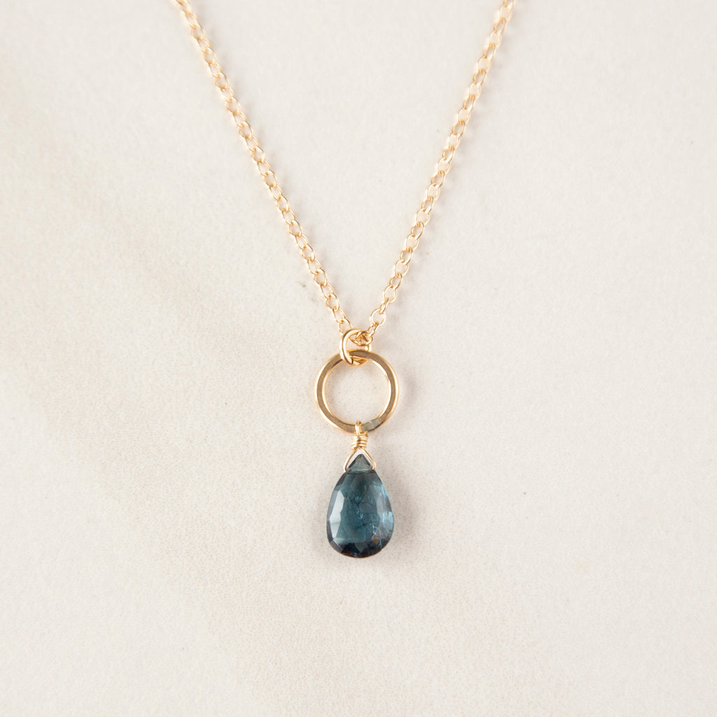 London Topaz on Gold Ring Necklace