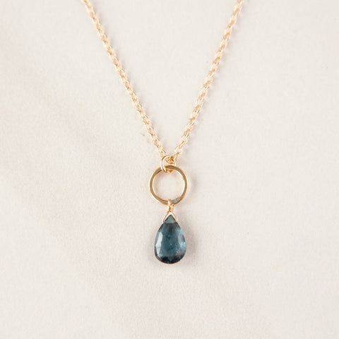 London Topaz on Gold Ring Necklace