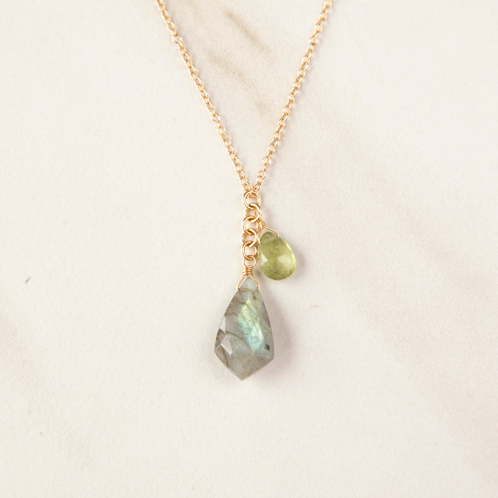 Rhombus Labradorite & Peridot Necklace