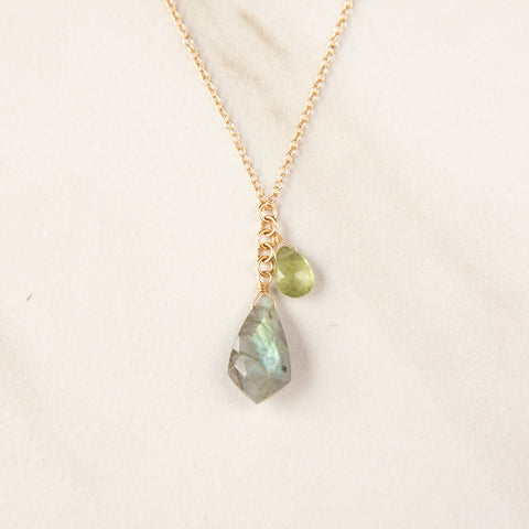 Rhombus Labradorite & Peridot Necklace