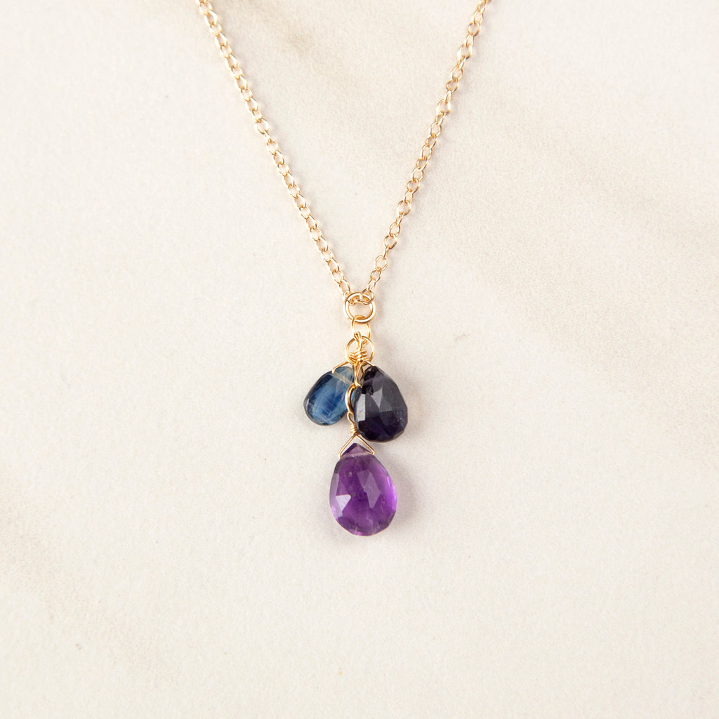 Rich Purple & Blue Gemstone Cluster Necklace