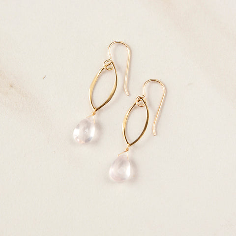 Rose Quartz on 14k Gold-fill Marquis Earrings