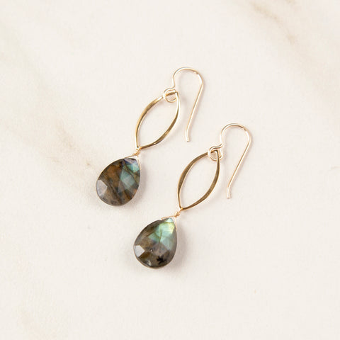 Large Labradorite Marquis Earrings (Gold or Silver)