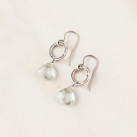 Aquamarine on Textured Silver Ring Earrings