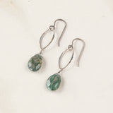 Moss Agate on Marquis Earrings (Gold or Silver)