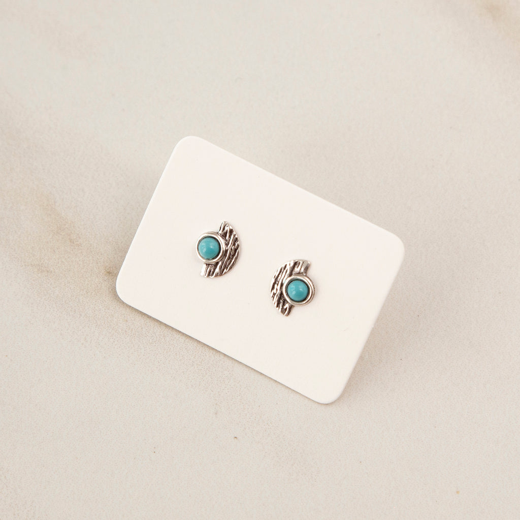 Turquoise with Half Textured Circle Studs