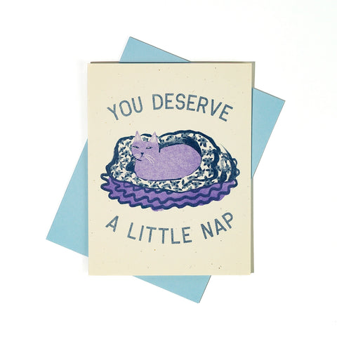 You Deserve a Little Nap Cat - Risograph Card