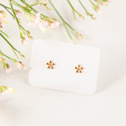 14k Flower & Diamond Studs