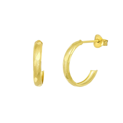 Faceted Post Hoops (Gold)