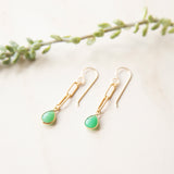 Teardrop Bezel-wrapped Gemstone Earrings (Gold)