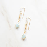 Teardrop Bezel-wrapped Gemstone Earrings (Gold)