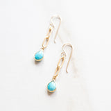 Teardrop Bezel-wrapped Gemstone Earrings (Gold)