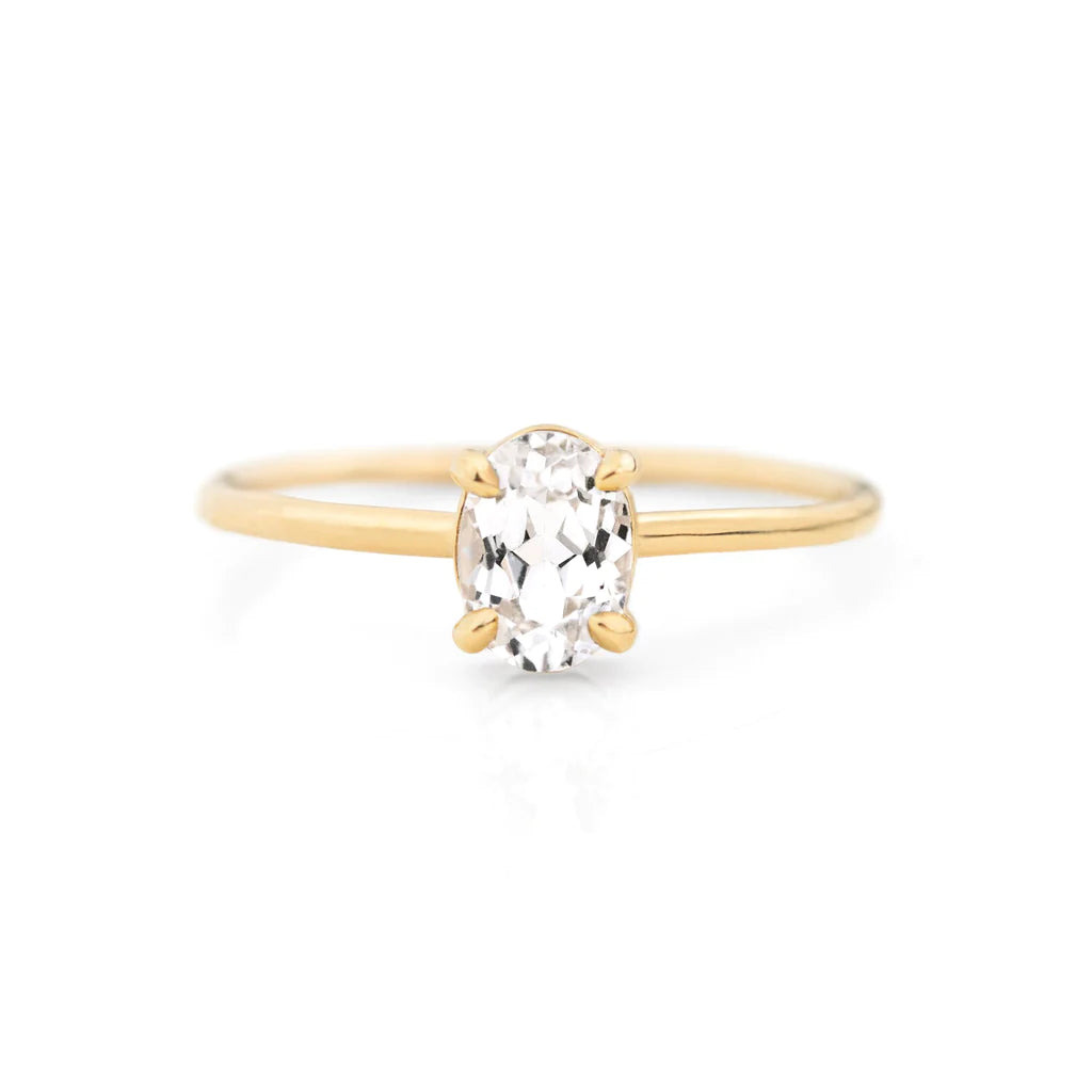 Oval white sapphire ring hot sale